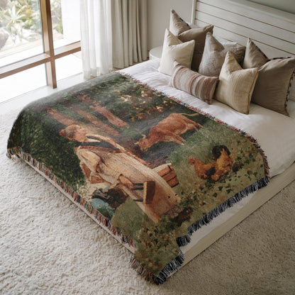 The Milk Maid | Woven Blanket - Woven Blanket - Piccolo Fiore Prints