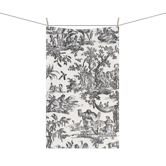 Toile de Jouy in Black and White | Tea Towel - Tea Towel - Piccolo Fiore Prints