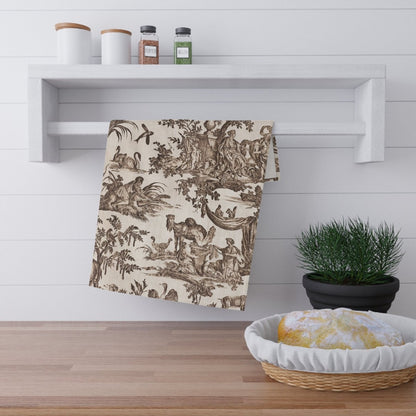 Toile de Jouy in Cream and Brown | Tea Towel - Tea Towel - Piccolo Fiore Prints