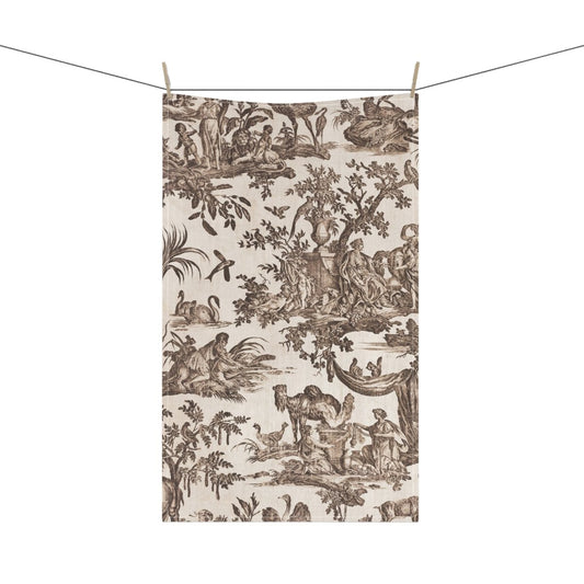 Toile de Jouy in Cream and Brown | Tea Towel - Tea Towel - Piccolo Fiore Prints