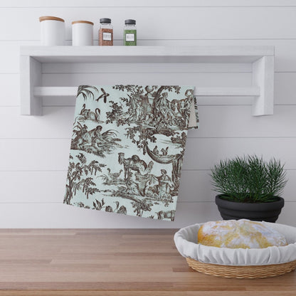 Toile de Jouy in Pale Blue and Brown | Tea Towel - Tea Towel - Piccolo Fiore Prints
