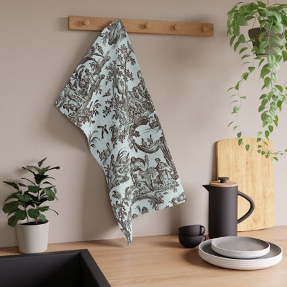 Toile de Jouy in Pale Blue and Brown | Tea Towel - Tea Towel - Piccolo Fiore Prints