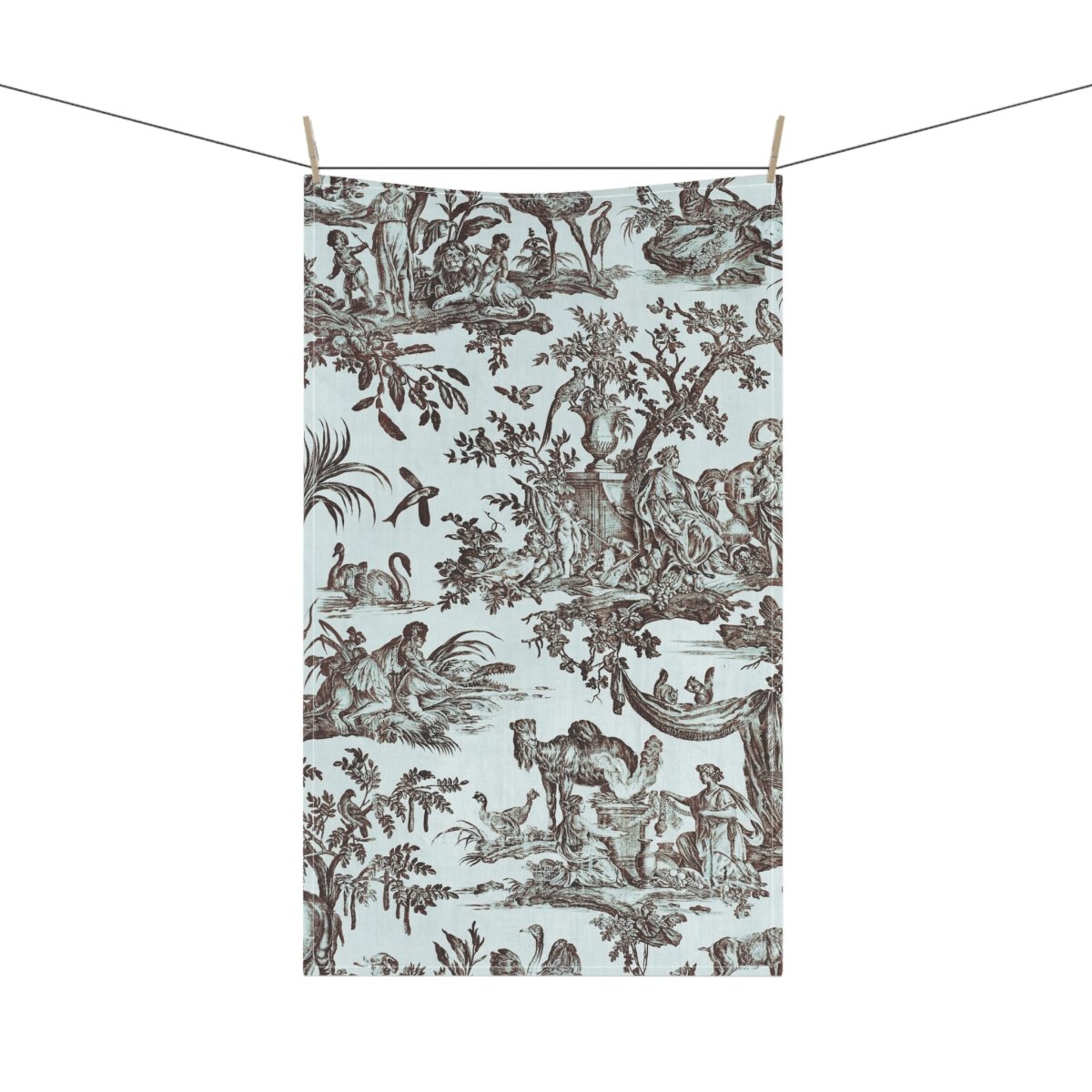 Toile de Jouy in Pale Blue and Brown | Tea Towel - Tea Towel - Piccolo Fiore Prints