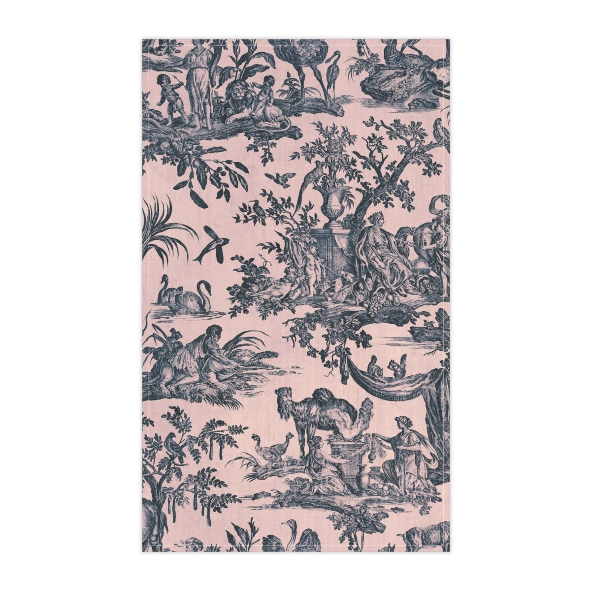 Toile de Jouy in Pink and Dark Navy Blue | Tea Towel - Tea Towel - Piccolo Fiore Prints