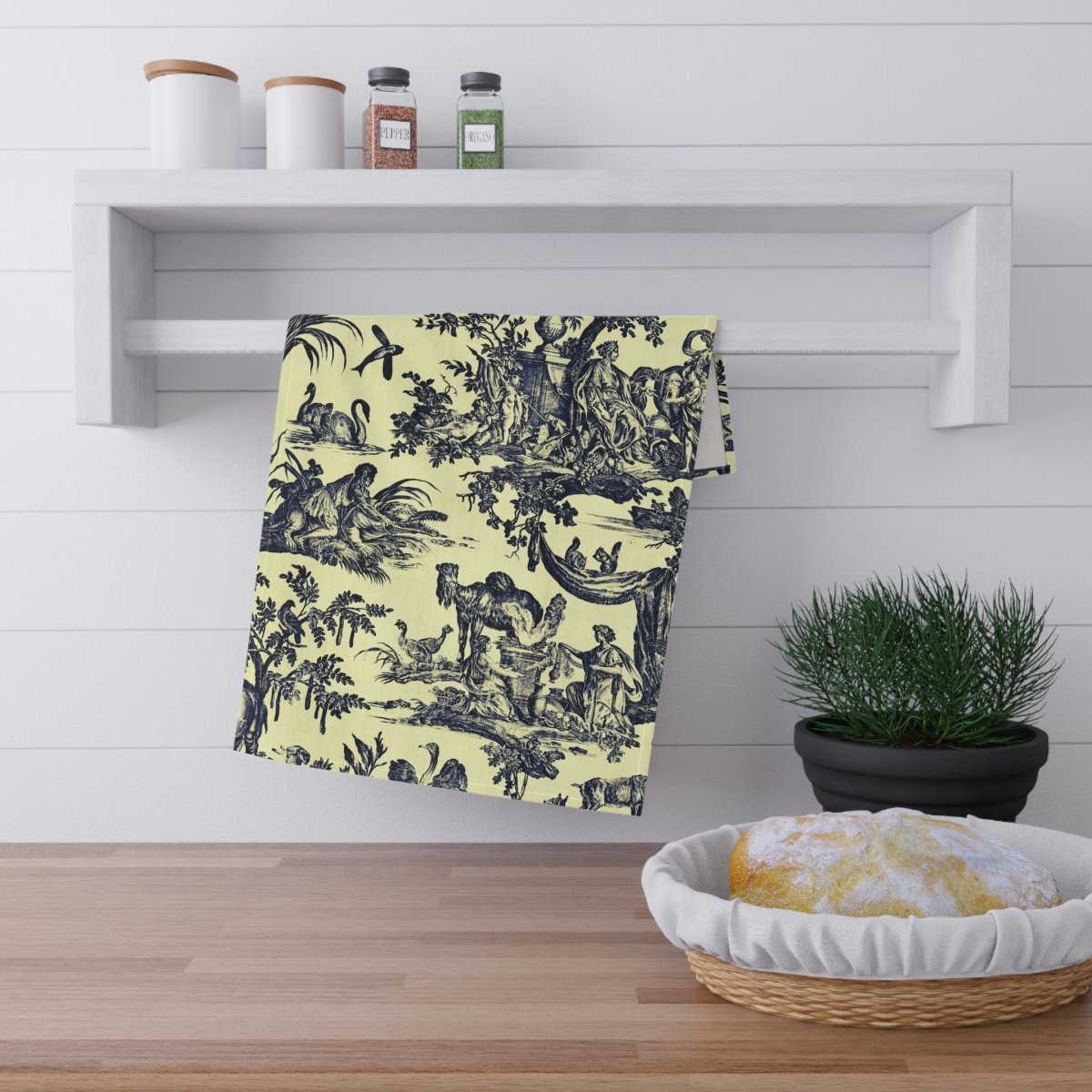 Toile de Jouy in Yellow and Black | Tea Towel - Tea Towel - Piccolo Fiore Prints