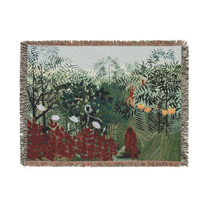 Tropical Forest with Monkeys | Woven Blanket - Woven Blanket - Piccolo Fiore Prints