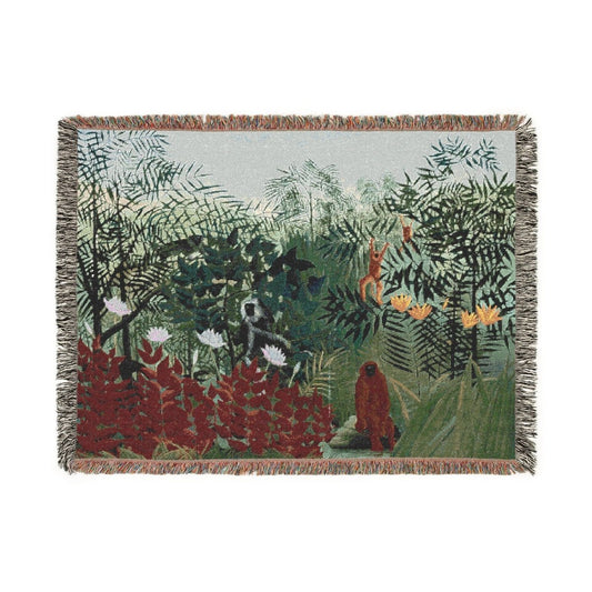 Tropical Forest with Monkeys | Woven Blanket - Woven Blanket - Piccolo Fiore Prints
