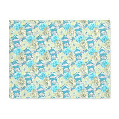 Turquoise Rose Stripe | Placemat - Cotton Twill Placemat - Piccolo Fiore Prints