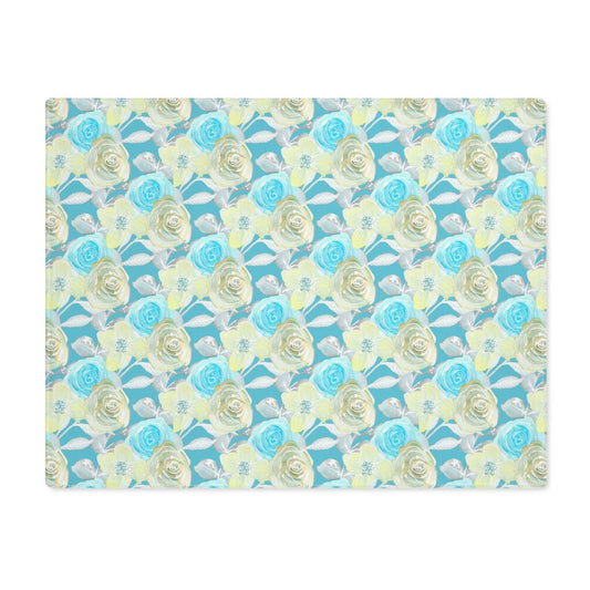 Turquoise Rose Stripe | Placemat - Cotton Twill Placemat - Piccolo Fiore Prints