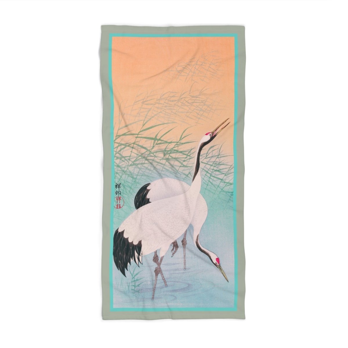 Two Cranes | Beach Towel - Beach Towel - Piccolo Fiore Prints