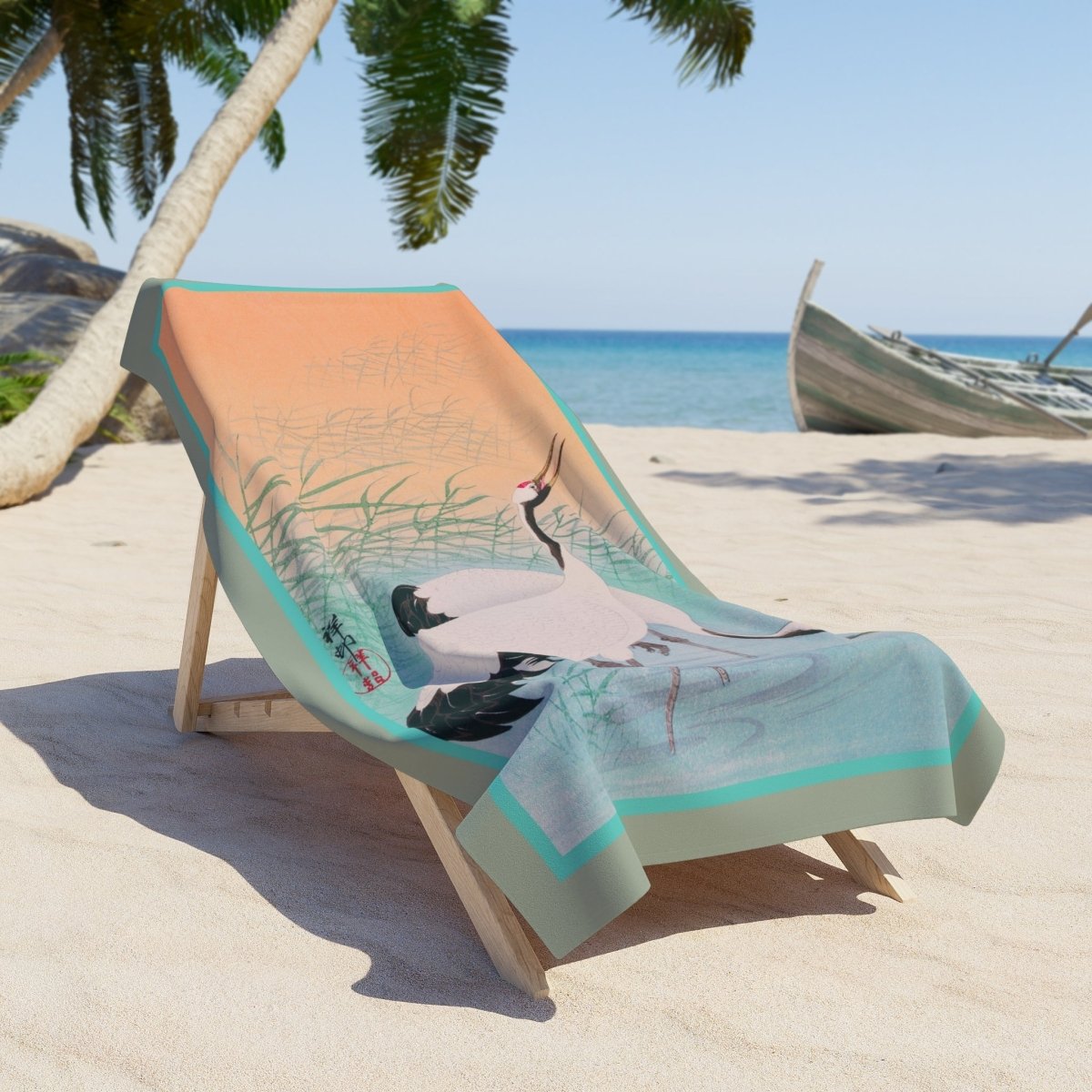 Two Cranes | Beach Towel - Beach Towel - Piccolo Fiore Prints
