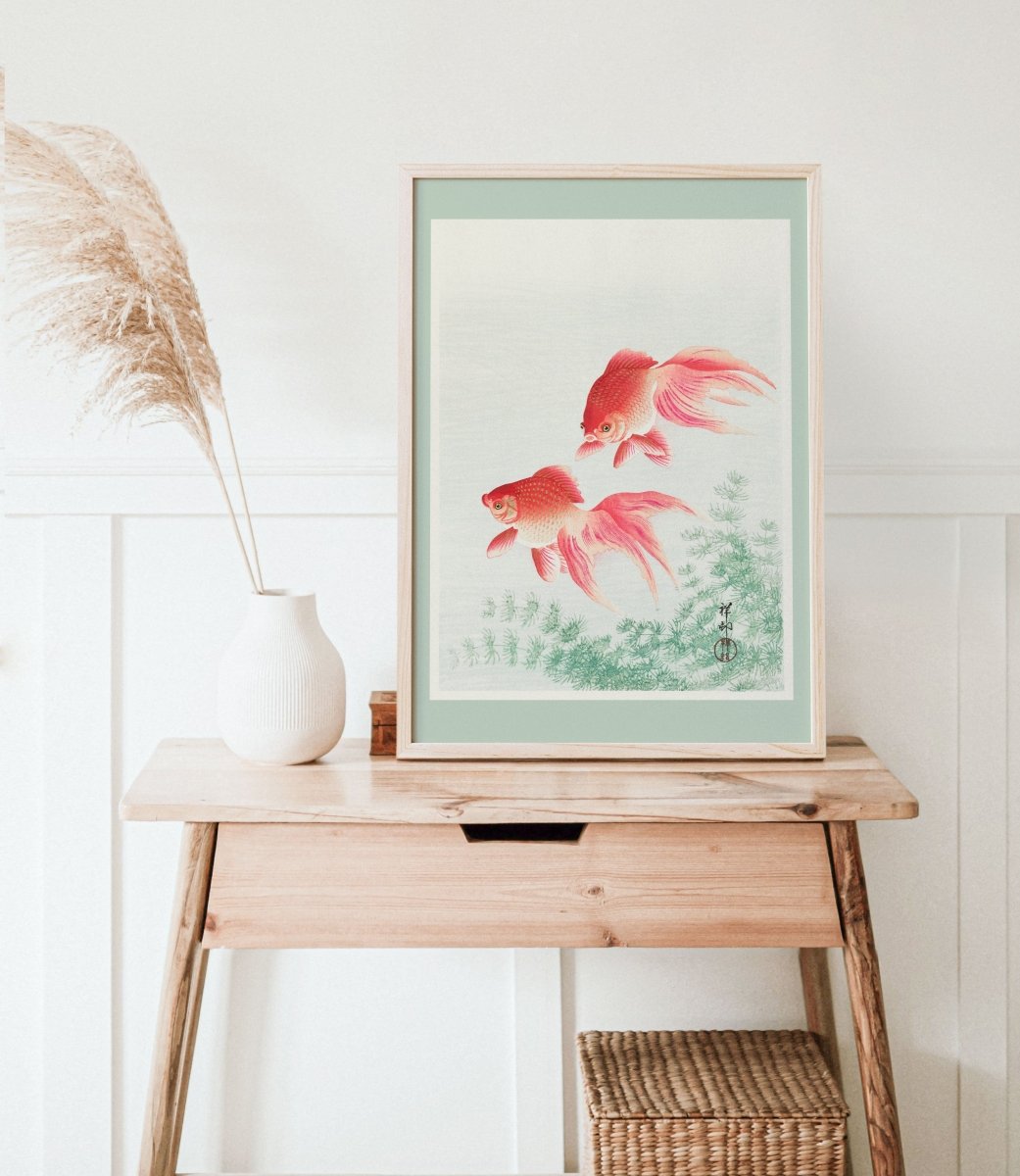 Two Veil Goldfish | Vintage Japanese Art | P161 - Single Art Prints - Piccolo Fiore Prints