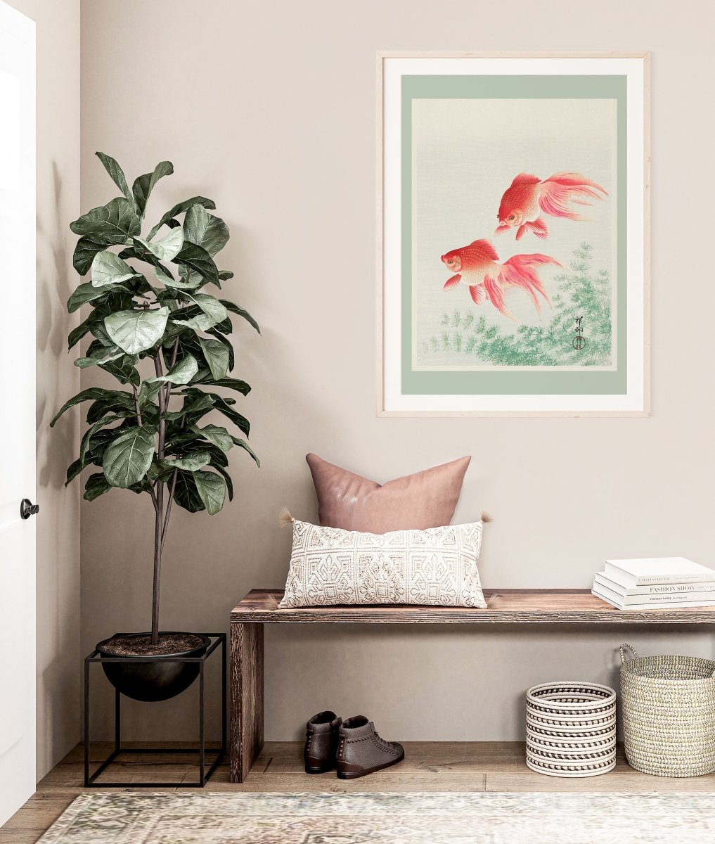 Two Veil Goldfish | Vintage Japanese Art | P161 - Single Art Prints - Piccolo Fiore Prints