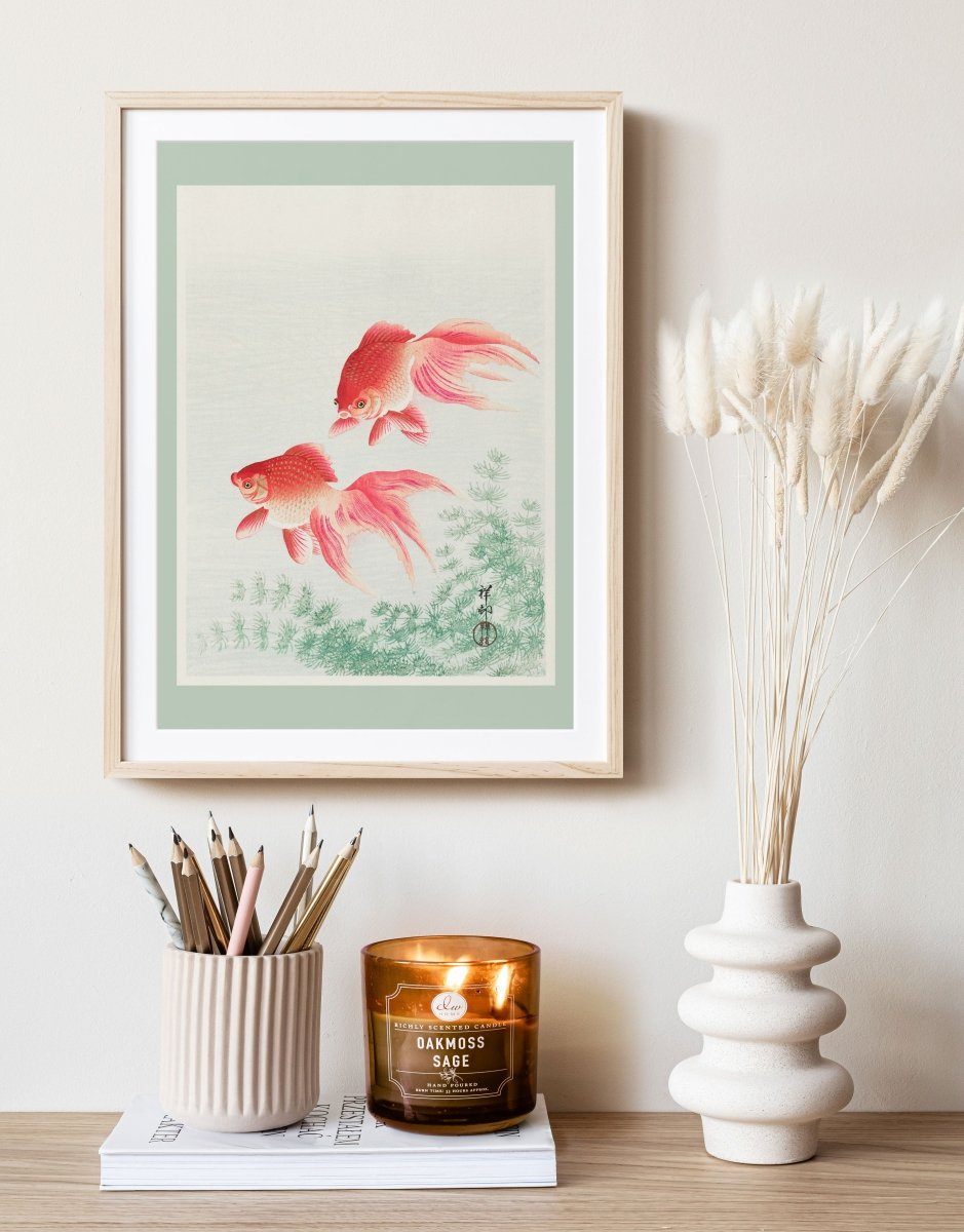 Two Veil Goldfish | Vintage Japanese Art | P161 - Single Art Prints - Piccolo Fiore Prints