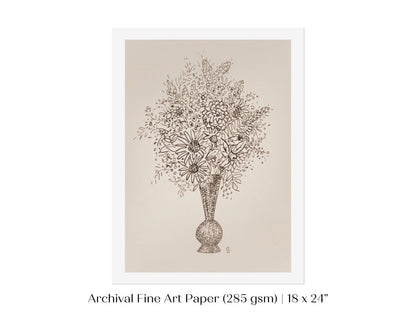 Vase of Flowers Sketch | P384 - Single Art Prints - Piccolo Fiore Prints