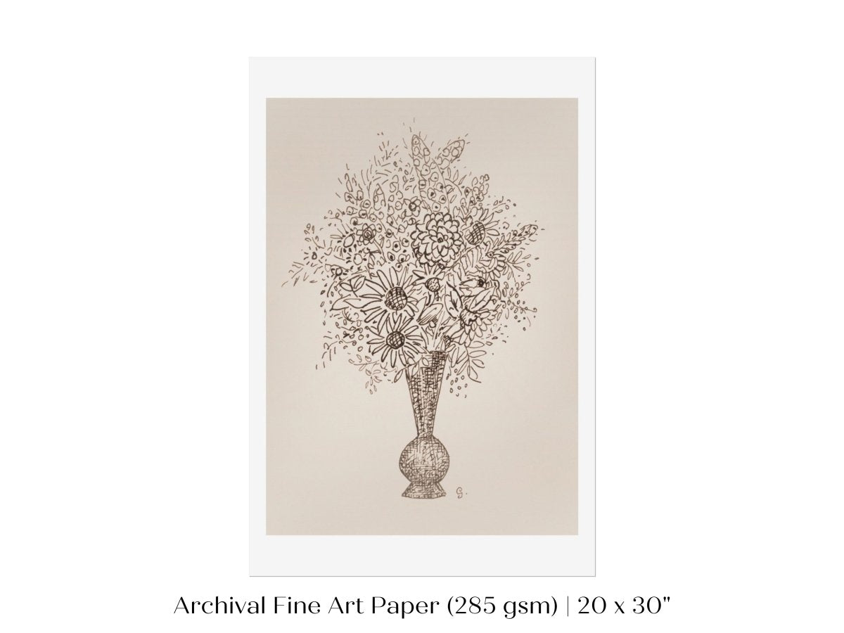 Vase of Flowers Sketch | P384 - Single Art Prints - Piccolo Fiore Prints