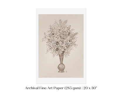 Vase of Flowers Sketch | P384 - Single Art Prints - Piccolo Fiore Prints