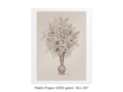 Vase of Flowers Sketch | P384 - Single Art Prints - Piccolo Fiore Prints