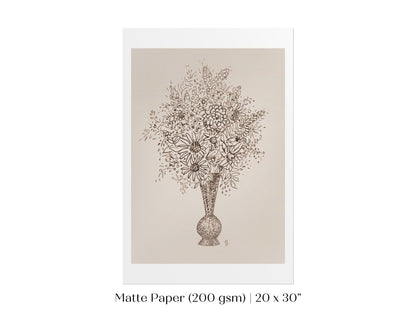Vase of Flowers Sketch | P384 - Single Art Prints - Piccolo Fiore Prints