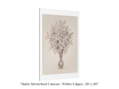 Vase of Flowers Sketch | P384 - Single Art Prints - Piccolo Fiore Prints