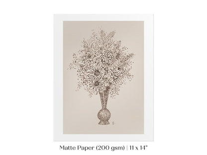 Vase of Flowers Sketch | P384 - Single Art Prints - Piccolo Fiore Prints