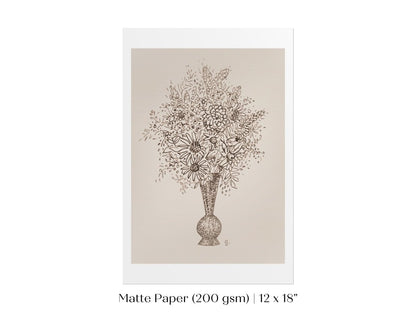 Vase of Flowers Sketch | P384 - Single Art Prints - Piccolo Fiore Prints
