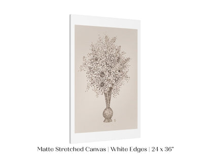 Vase of Flowers Sketch | P384 - Single Art Prints - Piccolo Fiore Prints