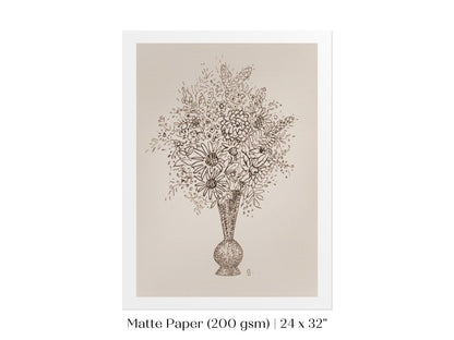 Vase of Flowers Sketch | P384 - Single Art Prints - Piccolo Fiore Prints