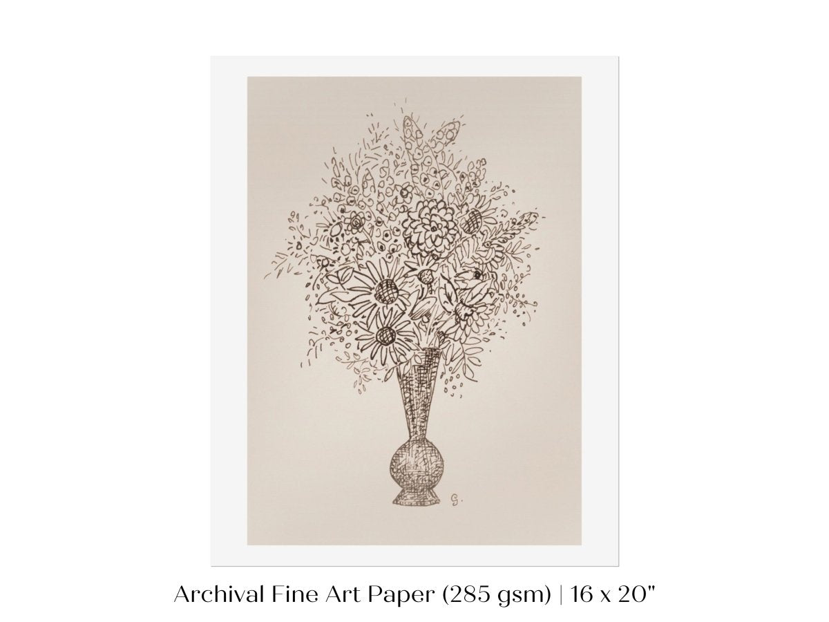 Vase of Flowers Sketch | P384 - Single Art Prints - Piccolo Fiore Prints