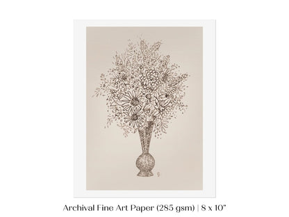 Vase of Flowers Sketch | P384 - Single Art Prints - Piccolo Fiore Prints