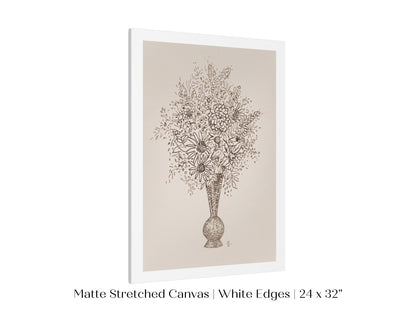 Vase of Flowers Sketch | P384 - Single Art Prints - Piccolo Fiore Prints
