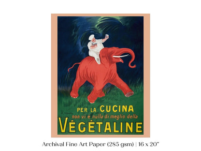Vegetaline Elephant and Chef Italian Advertisement | P693 - Single Art Prints - Piccolo Fiore Prints