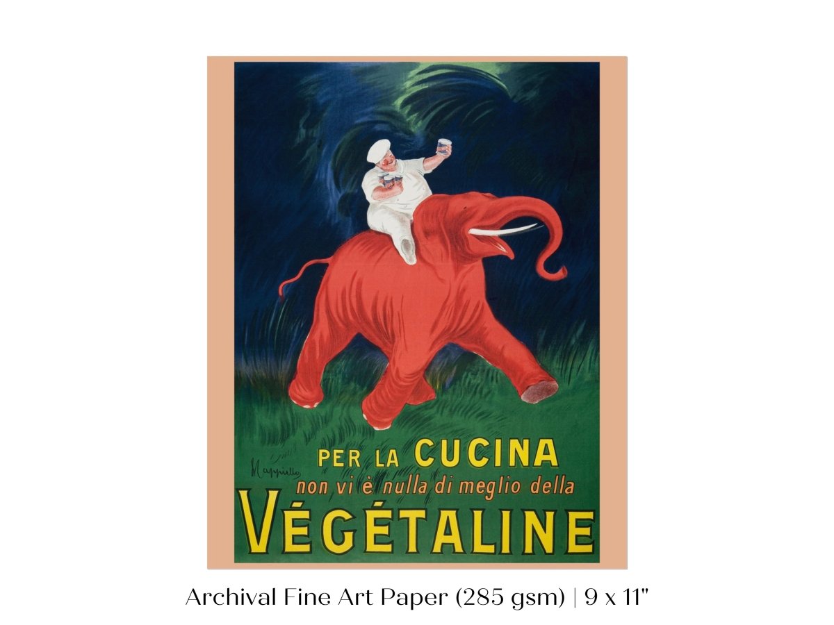 Vegetaline Elephant and Chef Italian Advertisement | P693 - Single Art Prints - Piccolo Fiore Prints