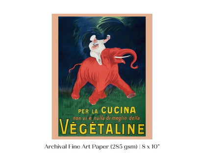 Vegetaline Elephant and Chef Italian Advertisement | P693 - Single Art Prints - Piccolo Fiore Prints