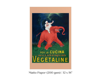 Vegetaline Elephant and Chef Italian Advertisement | P693 - Single Art Prints - Piccolo Fiore Prints