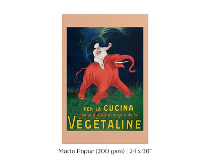 Vegetaline Elephant and Chef Italian Advertisement | P693 - Single Art Prints - Piccolo Fiore Prints
