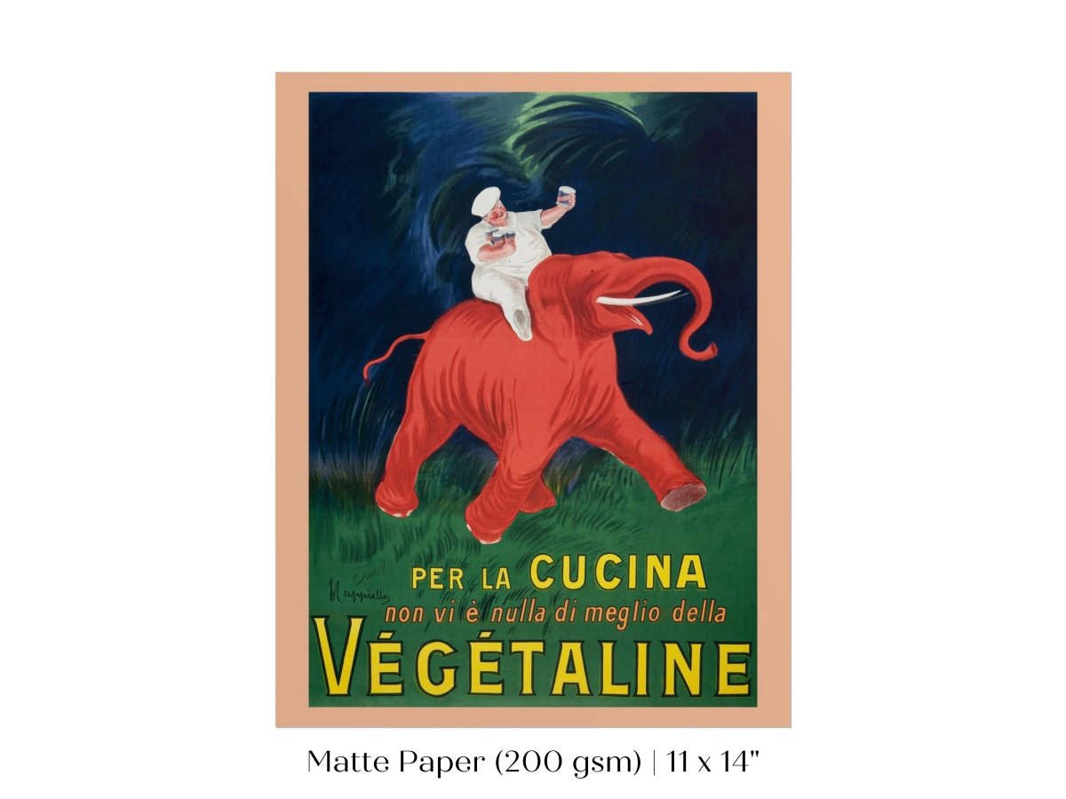Vegetaline Elephant and Chef Italian Advertisement | P693 - Single Art Prints - Piccolo Fiore Prints