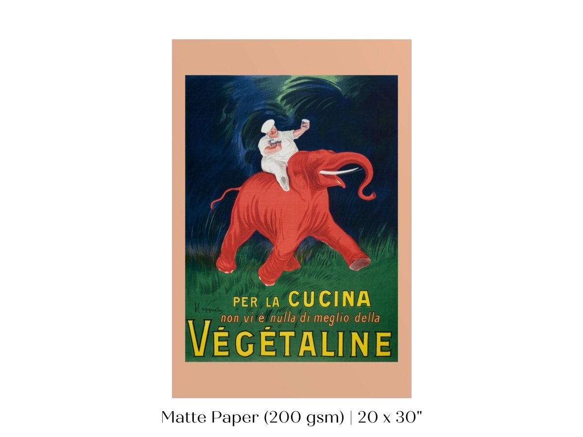 Vegetaline Elephant and Chef Italian Advertisement | P693 - Single Art Prints - Piccolo Fiore Prints