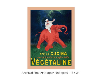 Vegetaline Elephant and Chef Italian Advertisement | P693 - Single Art Prints - Piccolo Fiore Prints