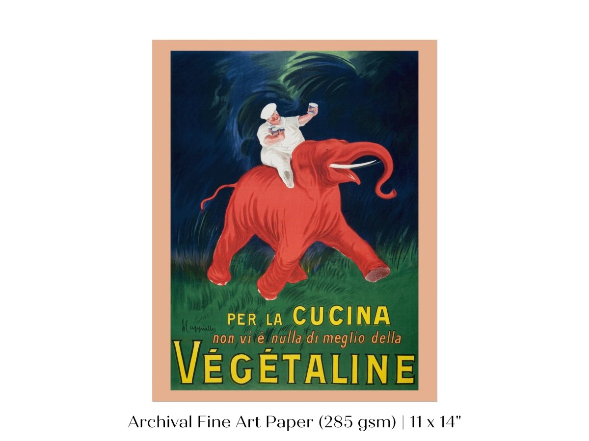 Vegetaline Elephant and Chef Italian Advertisement | P693 - Single Art Prints - Piccolo Fiore Prints