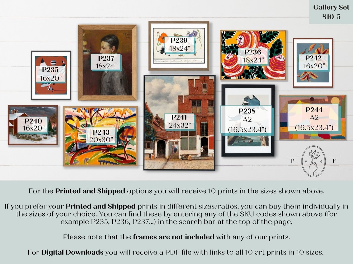 Vibrant Mustard Yellow and Red | Gallery Wall Set | 10 Prints | S10 - 5 - Gallery Wall Set - Piccolo Fiore Prints