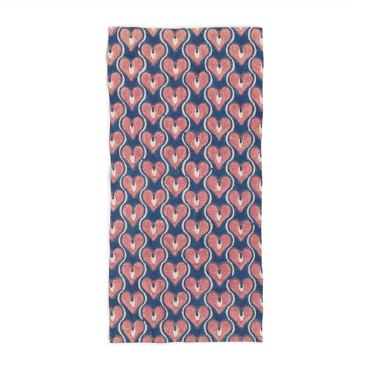 Vintage Painted Hearts in Navy Blue and Pink | Beach Towel - Beach Towel - Piccolo Fiore Prints