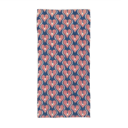 Vintage Painted Hearts in Navy Blue and Pink | Beach Towel - Beach Towel - Piccolo Fiore Prints