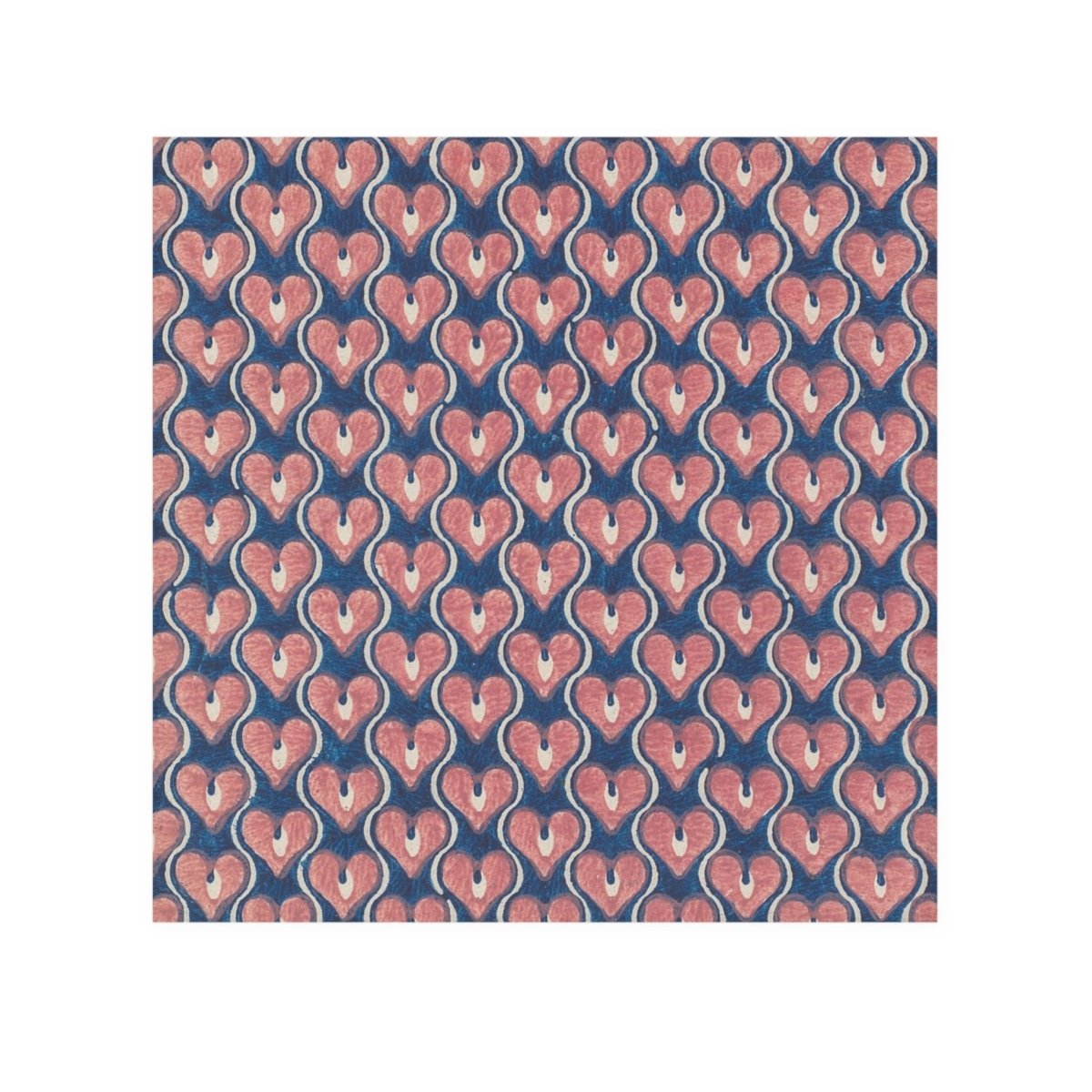 Vintage Painted Hearts in Navy Blue and Pink | Face Towel - Face Towel - Piccolo Fiore Prints