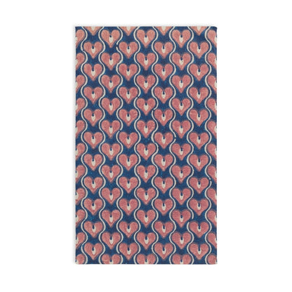 Vintage Painted Hearts in Navy Blue and Pink | Hand Towel - Hand Towel - Piccolo Fiore Prints