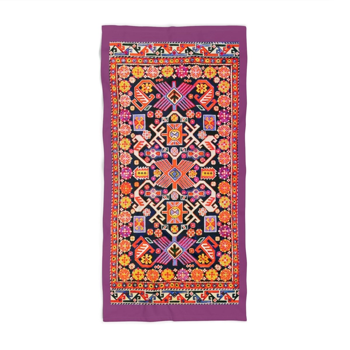 Vintage Rug in Fuchsia and Orange | Beach Towel - Beach Towel - Piccolo Fiore Prints