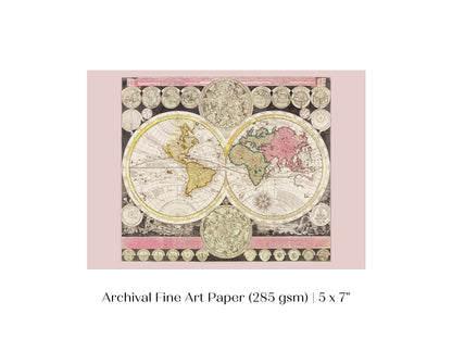 Vintage World Map | P162 - Single Art Prints - Piccolo Fiore Prints
