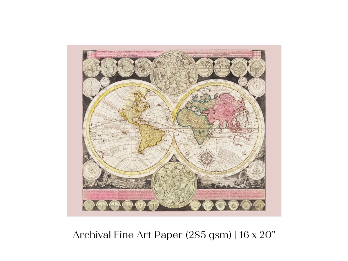 Vintage World Map | P162 - Single Art Prints - Piccolo Fiore Prints