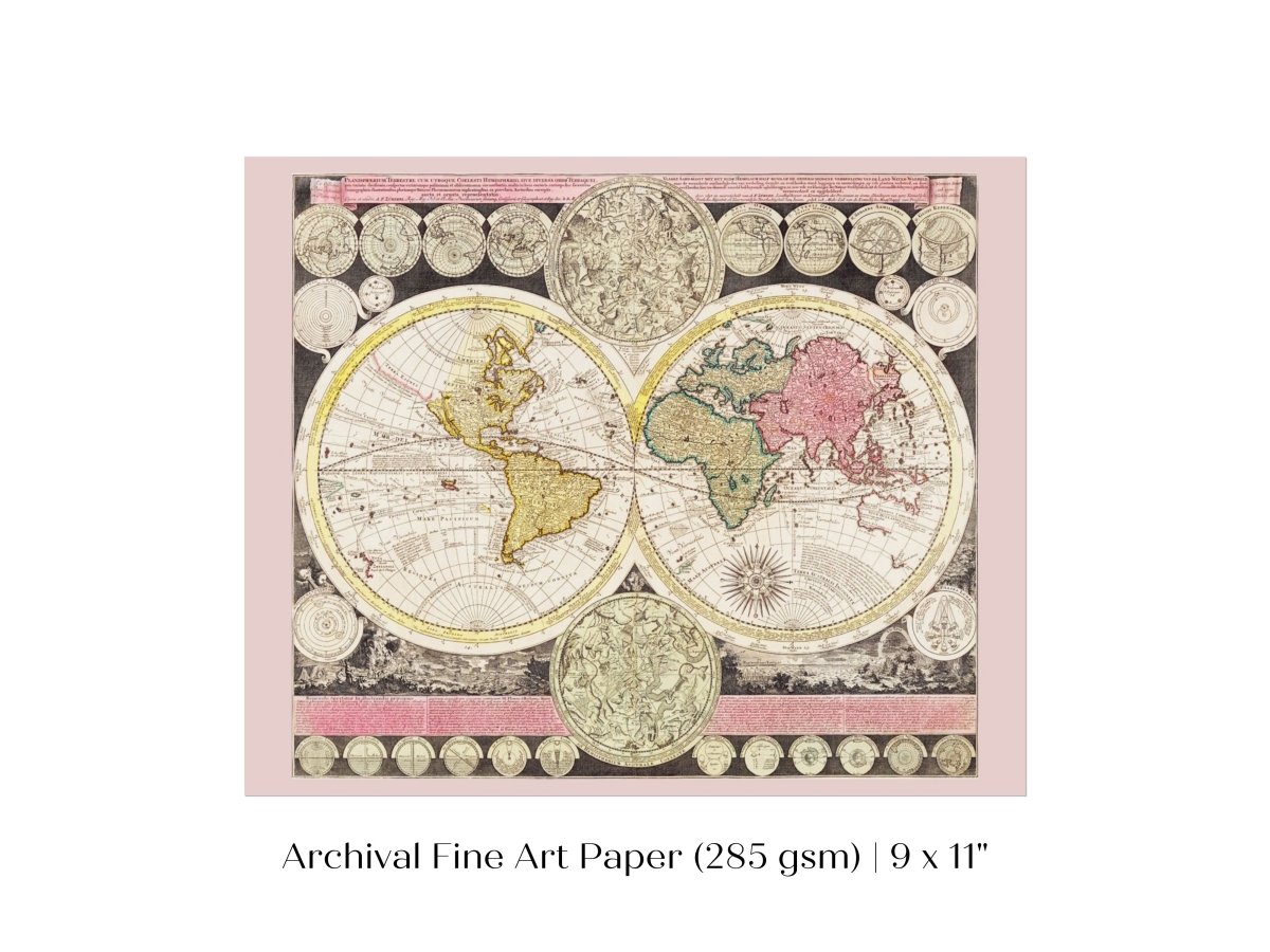 Vintage World Map | P162 - Single Art Prints - Piccolo Fiore Prints
