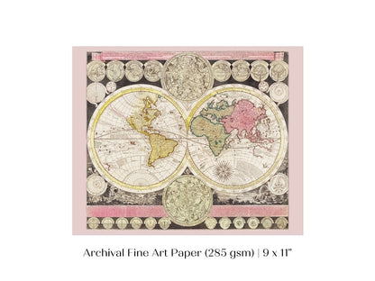 Vintage World Map | P162 - Single Art Prints - Piccolo Fiore Prints